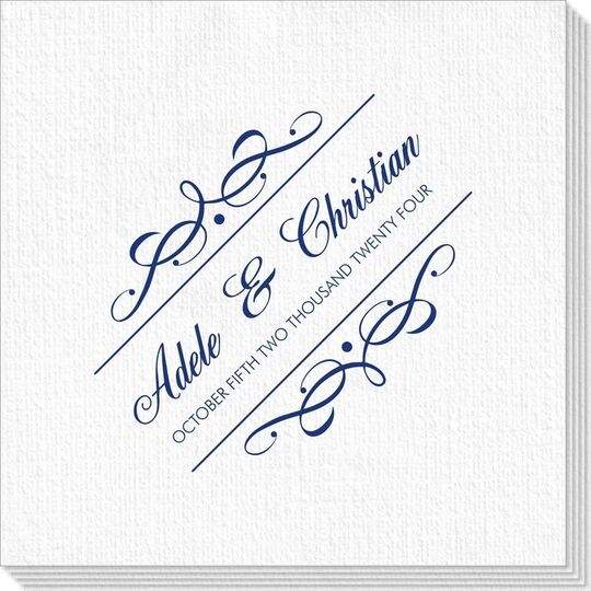 Royal Flourish Framed Names and Text Deville Napkins