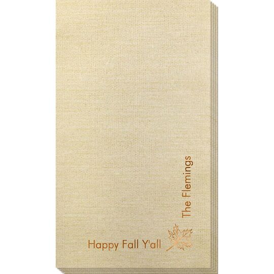 Corner Text with Autumn Leaf Design Bamboo Luxe Guest Towels