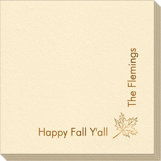 Corner Text with Autumn Leaf Design Linen Like Napkins