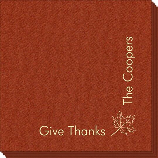 Corner Text with Autumn Leaf Design Linen Like Napkins