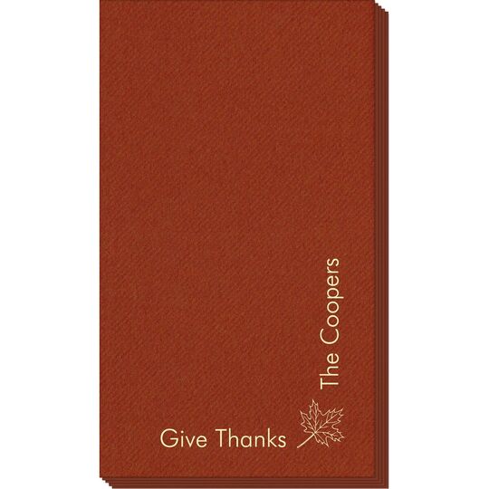 Corner Text with Autumn Leaf Design Linen Like Guest Towels