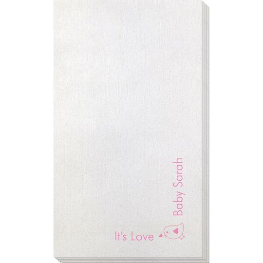 Corner Text with Baby Bird Design Bamboo Luxe Guest Towels