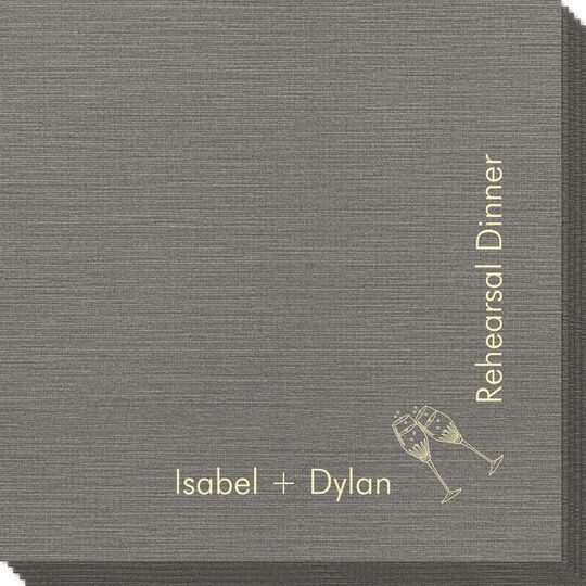 Corner Text with Champagne Glasses Design Bamboo Luxe Napkins