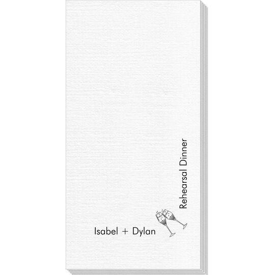Corner Text with Champagne Glasses Design Deville Guest Towels