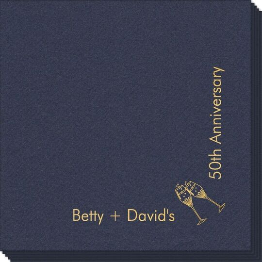 Corner Text with Champagne Glasses Design Linen Like Napkins