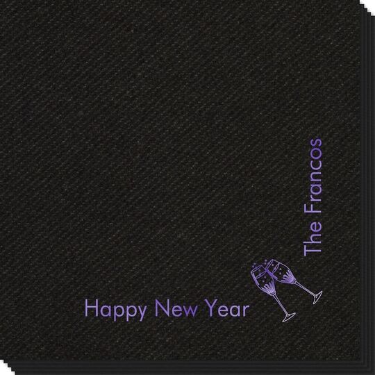 Corner Text with Champagne Glasses Design Linen Like Napkins