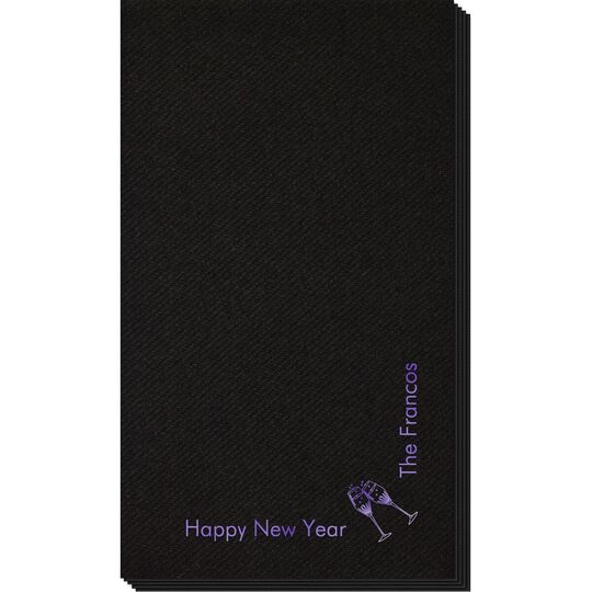 Corner Text with Champagne Glasses Design Linen Like Guest Towels