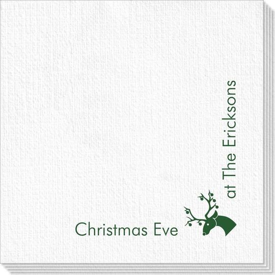 Corner Text with Christmas Reindeer Design Deville Napkins