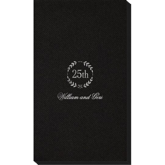 25th Wreath Linen Like Guest Towels