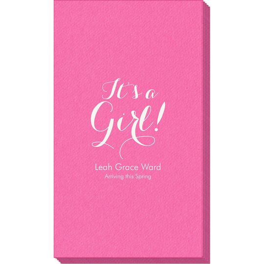 Elegant It's A Girl Linen Like Guest Towels