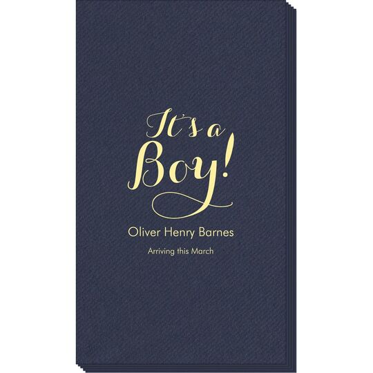 Elegant It's A Boy Linen Like Guest Towels