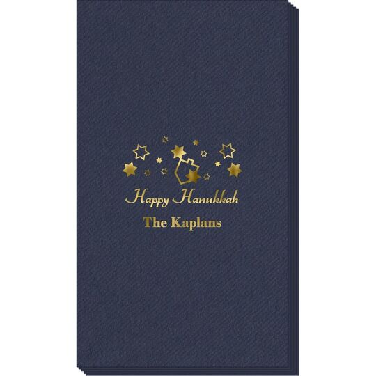 Happy Hanukkah Linen Like Guest Towels