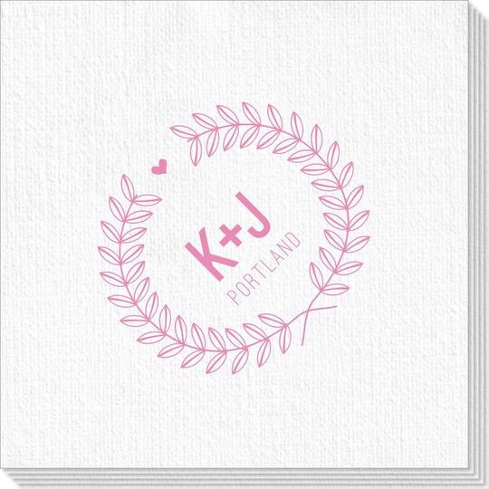 Laurel Wreath with Heart and Initials Deville Napkins