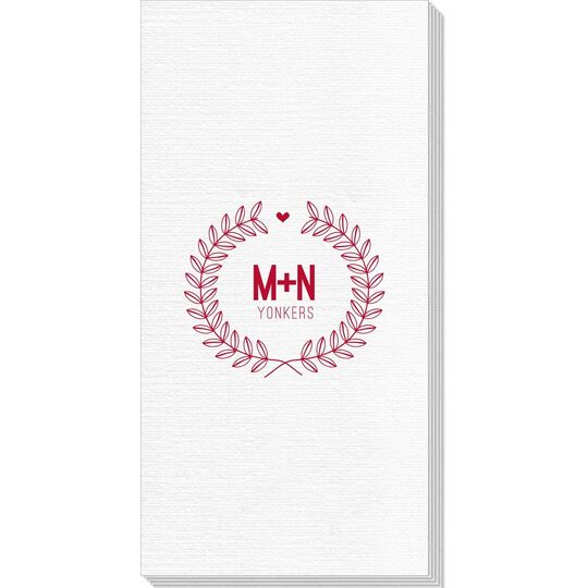 Laurel Wreath with Heart and Initials Deville Guest Towels