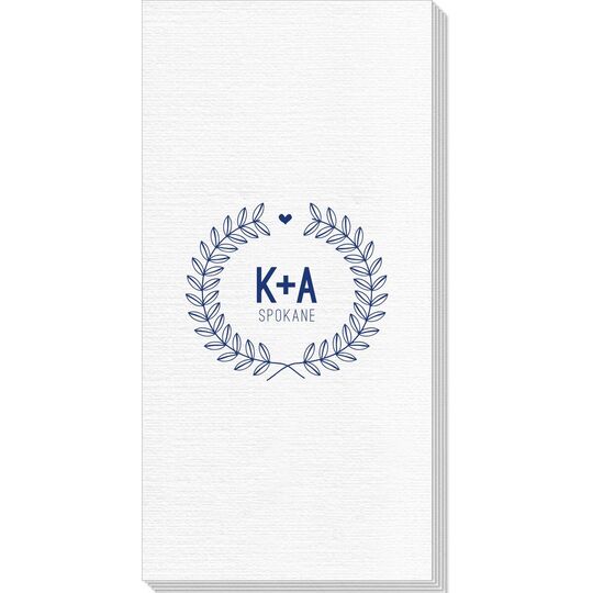Laurel Wreath with Heart and Initials Deville Guest Towels