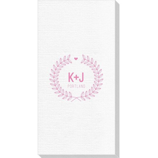 Laurel Wreath with Heart and Initials Deville Guest Towels