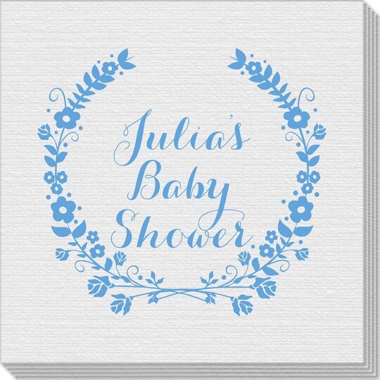 Floral Laurel Wreath Linen Like Napkins