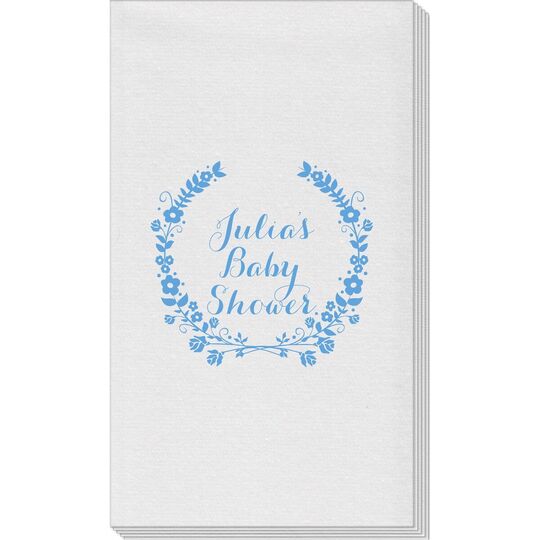 Floral Laurel Wreath Linen Like Guest Towels