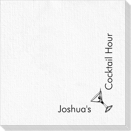 Corner Text with Martini & Olive Deville Napkins