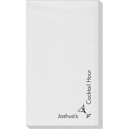 Corner Text with Martini & Olive Linen Like Guest Towels