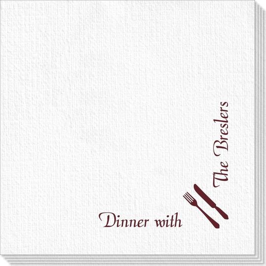 Corner Text with Fork and Knife Design Deville Napkins