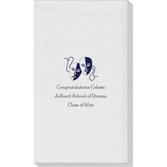 Tragedy and Comedy Masks Linen Like Guest Towels