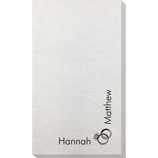 Corner Text with Wedding Rings Design Bamboo Luxe Guest Towels