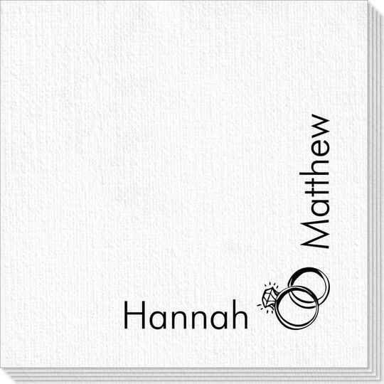 Corner Text with Wedding Rings Design Deville Napkins