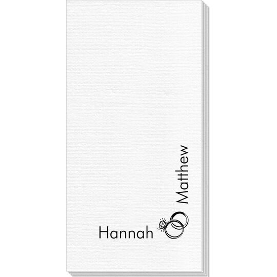 Corner Text with Wedding Rings Design Deville Guest Towels