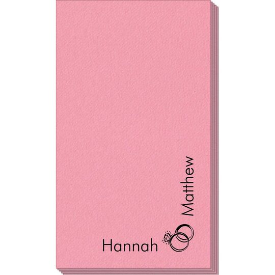 Corner Text with Wedding Rings Design Linen Like Guest Towels