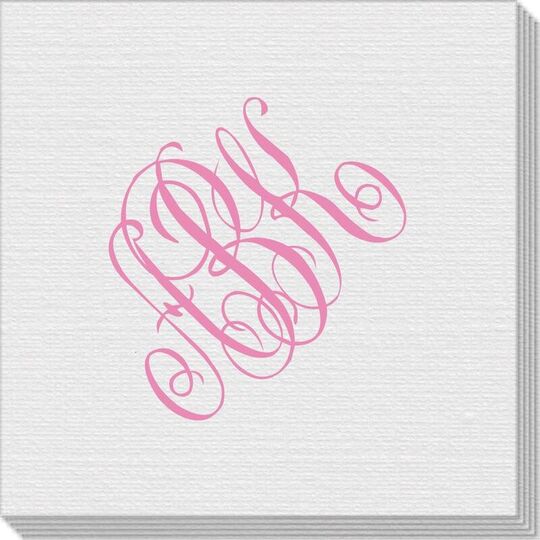 Large Interlocking Script Monogram Linen Like Napkins