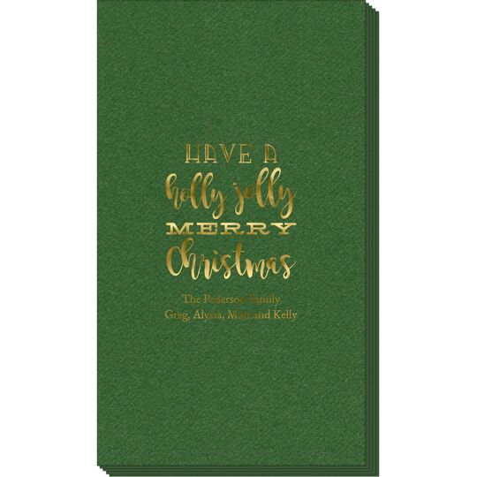 Holly Jolly Christmas Linen Like Guest Towels