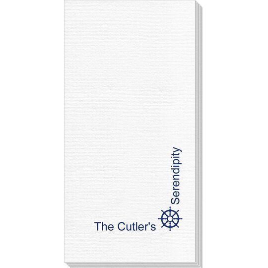 Corner Text with Nautical Wheel Design Deville Guest Towels