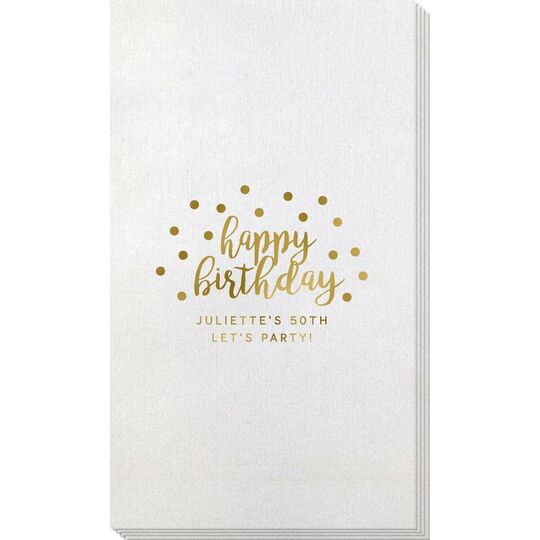 Confetti Dots Happy Birthday Bamboo Luxe Guest Towels