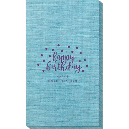 Confetti Dots Happy Birthday Bamboo Luxe Guest Towels