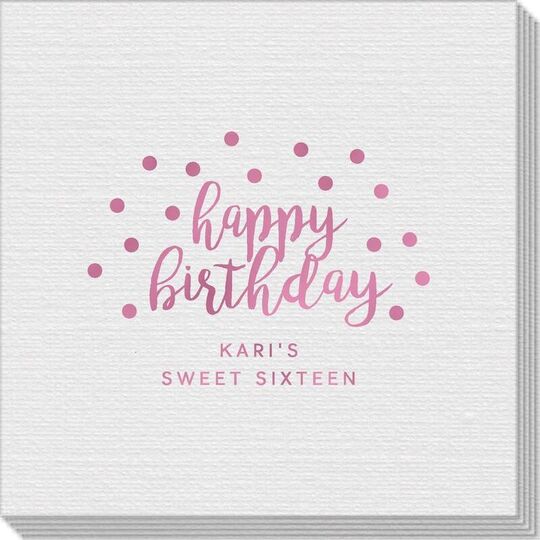 Confetti Dots Happy Birthday Linen Like Napkins