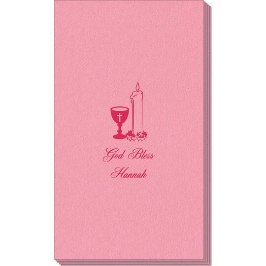 Chalice and Candle Linen Like Guest Towels