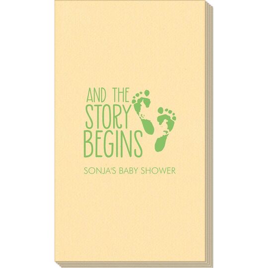 And The Story Begins with Baby Feet Linen Like Guest Towels