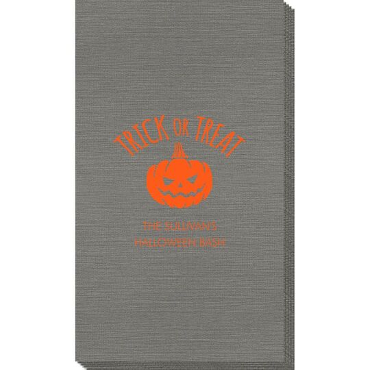 Trick or Treat Pumpkin Bamboo Luxe Guest Towels