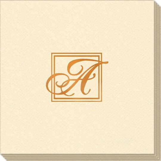 Framed Initial Linen Like Napkins