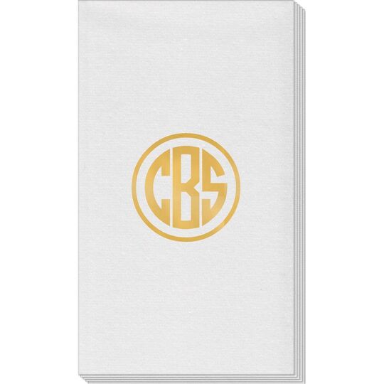 Framed Rounded Monogram Linen Like Guest Towels