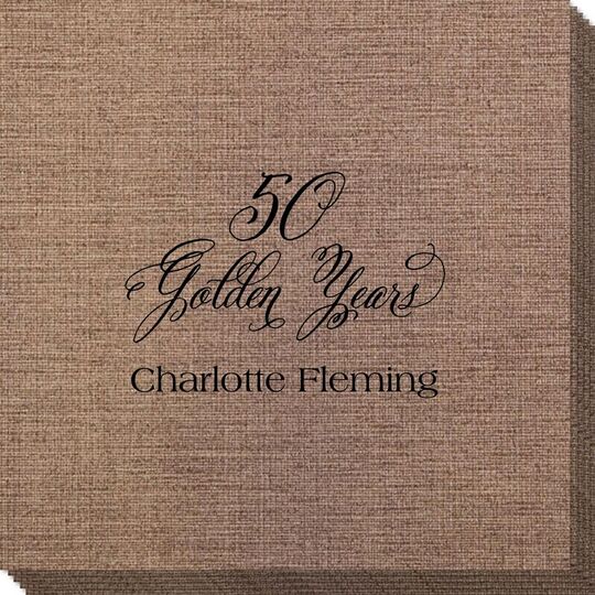 Elegant 50 Golden Years Bamboo Luxe Napkins
