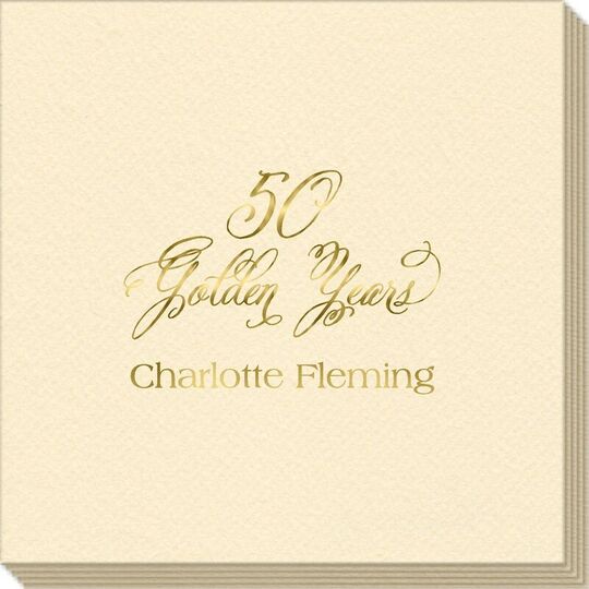 Elegant 50 Golden Years Linen Like Napkins