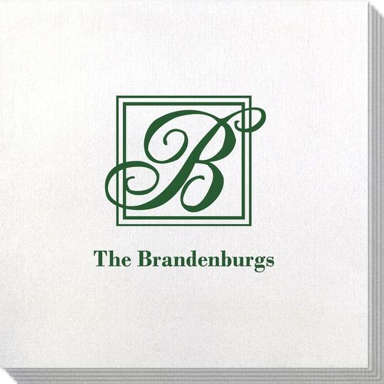 Framed Initial Plus Text Bamboo Luxe Napkins