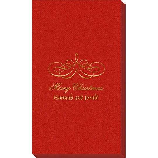 Magnificent Scroll Linen Like Guest Towels