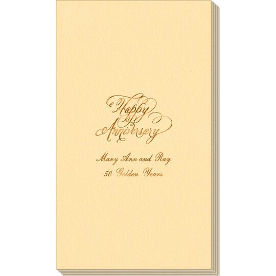 Elegant Happy Anniversary Linen Like Guest Towels