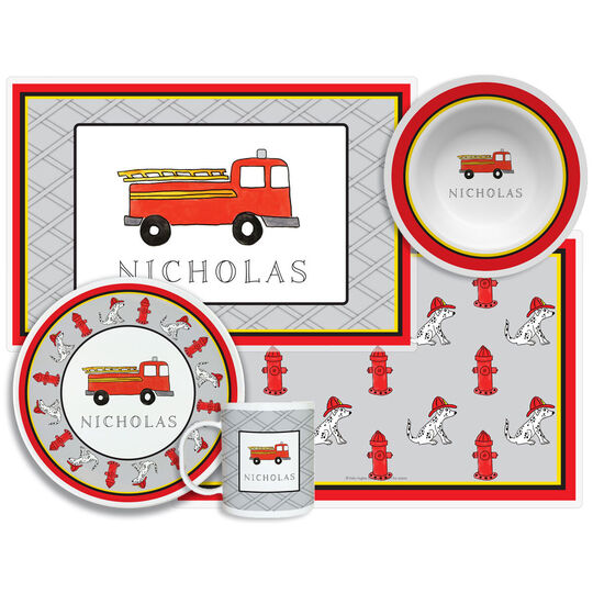 Firetruck 4-Piece Dinnerware Set