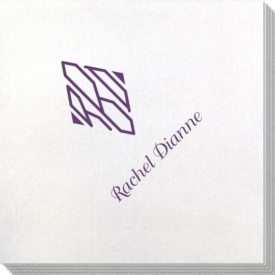 Shaped Diamond Monogram with Text Bamboo Luxe Napkins