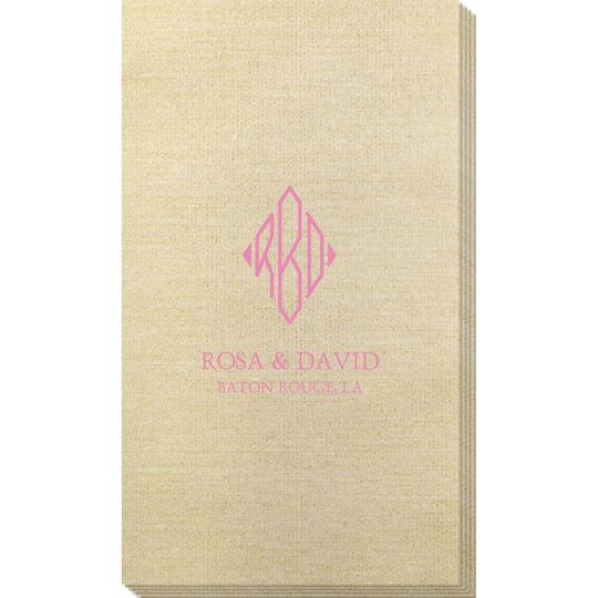 Shaped Diamond Monogram with Text Bamboo Luxe Guest Towels