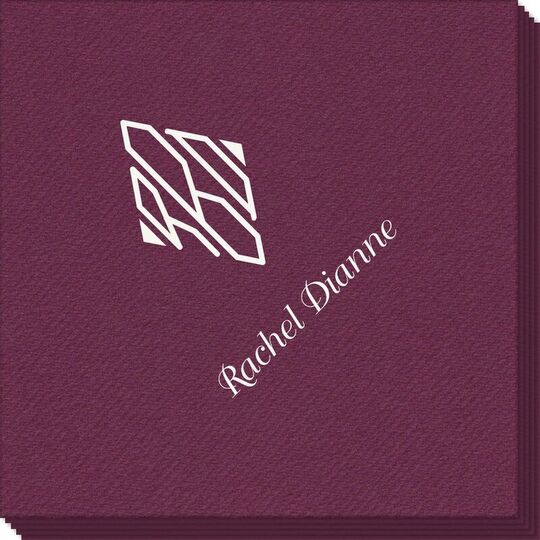 Shaped Diamond Monogram with Text Linen Like Napkins